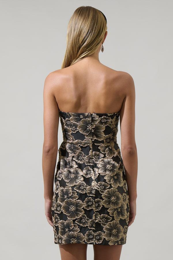 Sugarlips Jamille Jacquard Bow Strapless Mini Dress