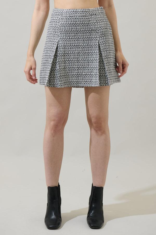 Sugarlips Janae Tweed Calera Mini Pleated Plaid Skirt