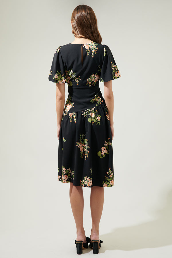Sugarlips Jasleen Floral Bruna Drop Waist Midi Dress