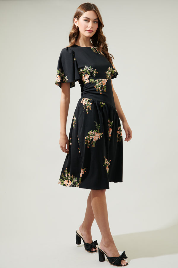 Sugarlips Jasleen Floral Bruna Drop Waist Midi Dress