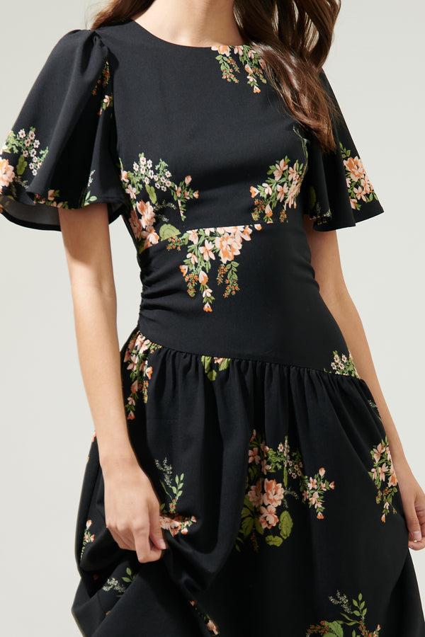 Sugarlips Jasleen Floral Bruna Drop Waist Midi Dress