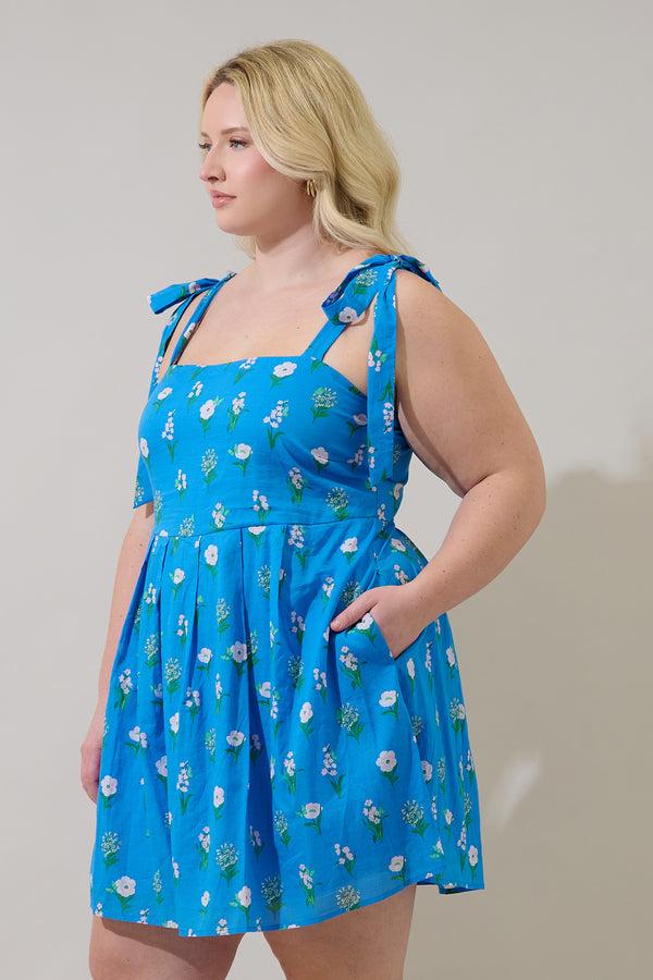 Sugarlips Jazleen Floral Gracia Pleated Mini Dress Curve