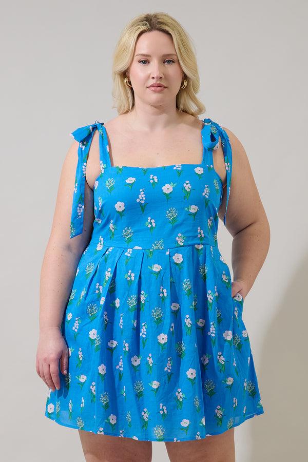 sugarlips Jazleen Floral Gracia Pleated Mini Dress Curve