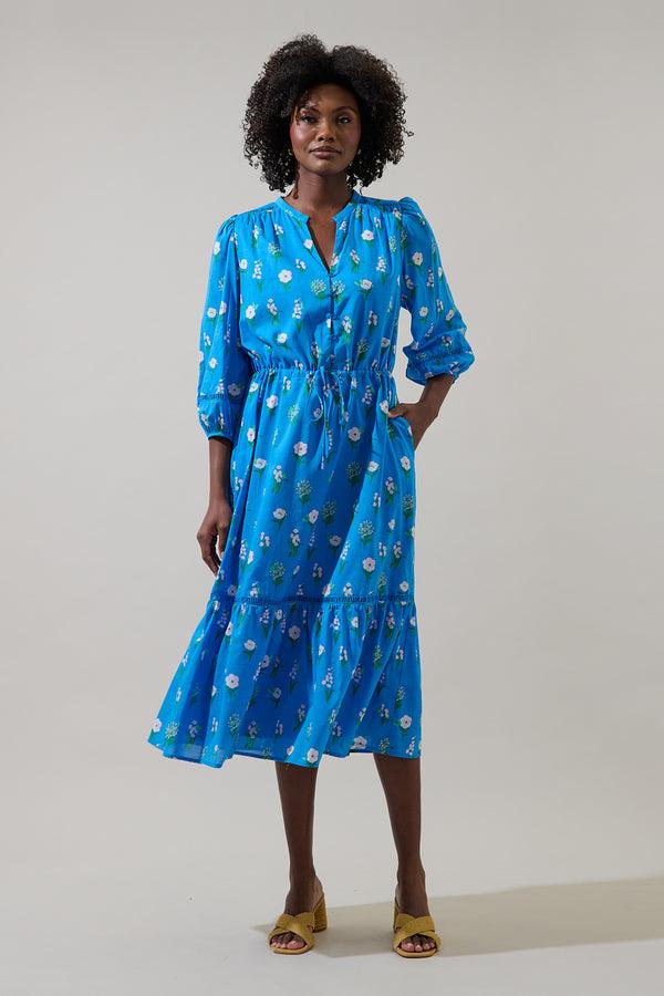 Sugarlips Jazleen Floral Harmy Drawstring Midi Dress