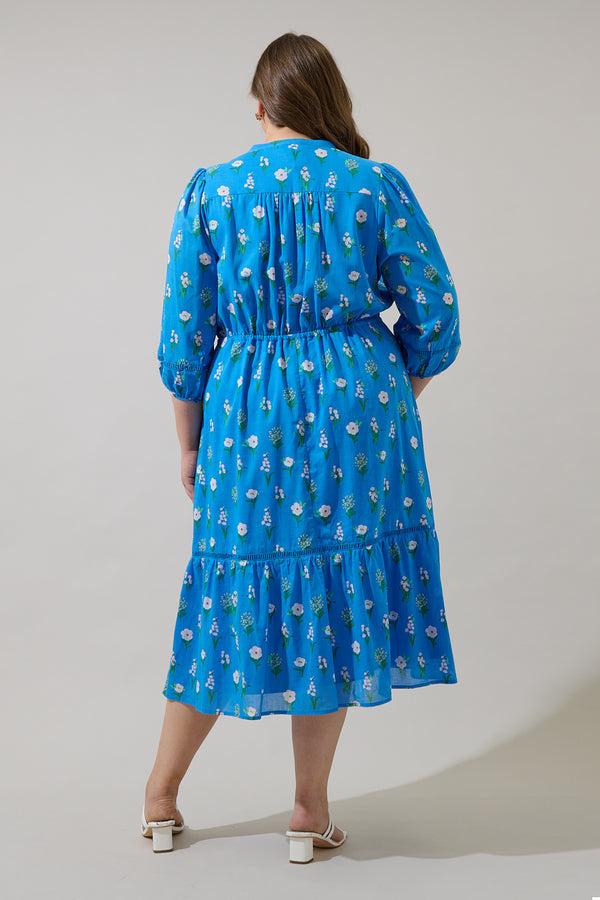 Sugarlips Jazleen Floral Harmy Drawstring Midi Dress Curve