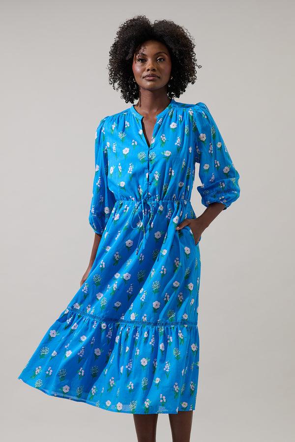 sugarlips Jazleen Floral Harmy Drawstring Midi Dress