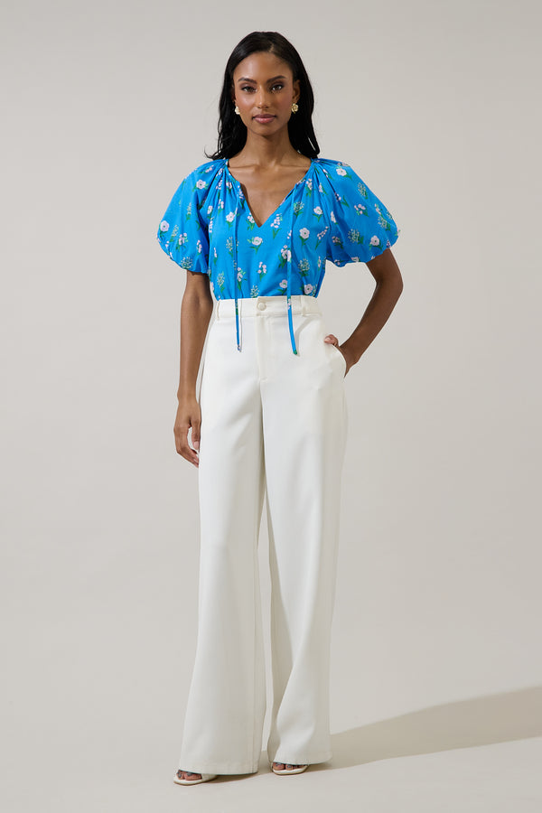 Sugarlips Jazleen Floral Overseas Balloon Sleeve Top