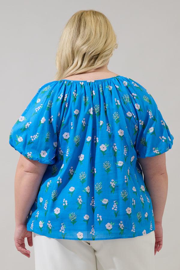 Sugarlips Jazleen Floral Overseas Balloon Sleeve Top Curve