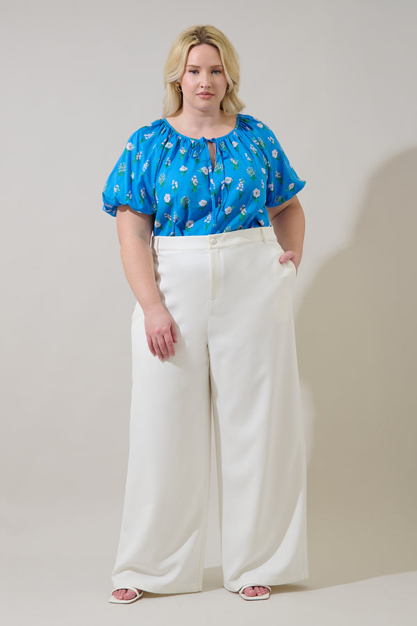 Sugarlips Jazleen Floral Overseas Balloon Sleeve Top Curve