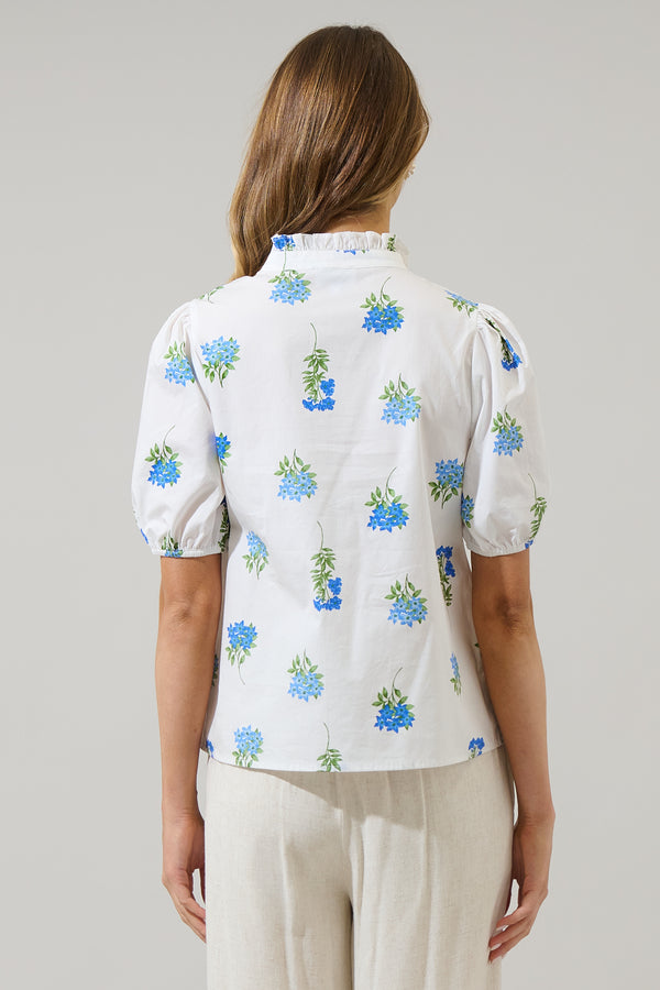 Sugarlips Jillian Floral Miraya Mock Neck Poplin Top