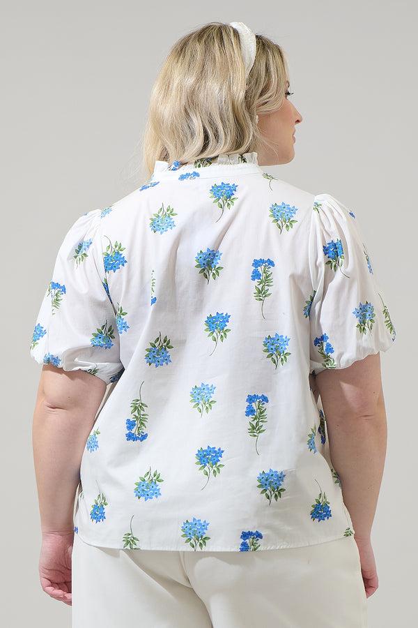 Sugarlips Jillian Floral Miraya Mock Neck Poplin Top Curve