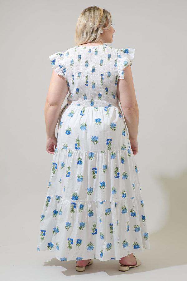 Sugarlips Jillian Floral Sunfire Tiered Midi Dress Curve