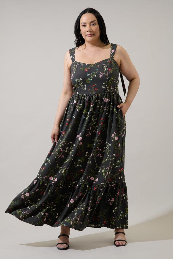 sugarlips Jilly Floral Silda Smocked Maxi Dress Curve