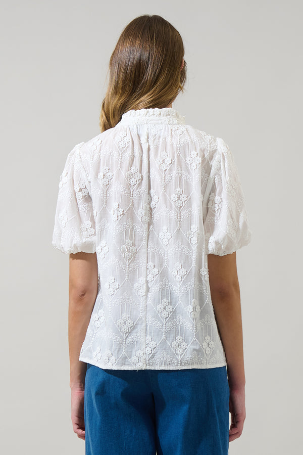 Sugarlips Joicy Embroidered Close To You Split Neck Top