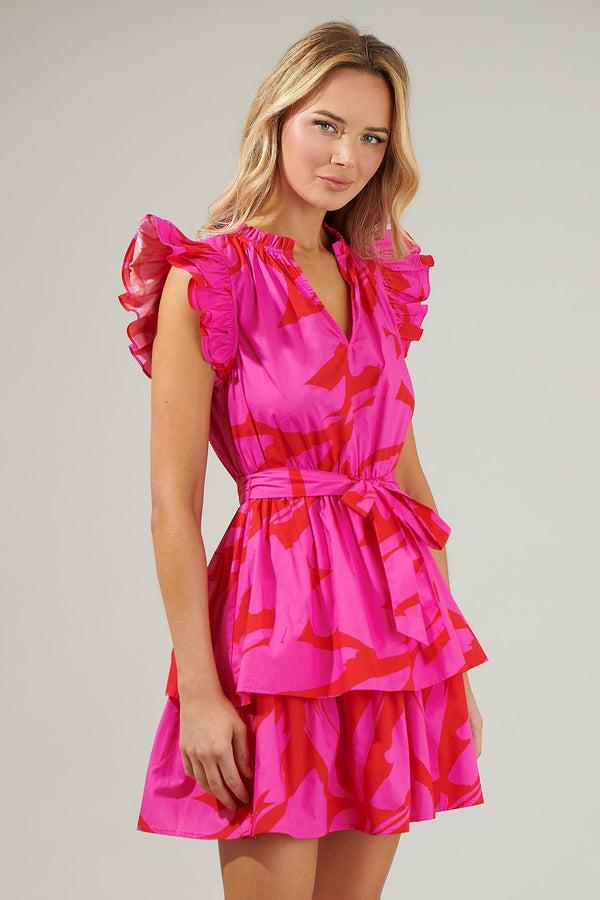 Sugarlips Jolene Abstract Marisol Tiered Mini Dress