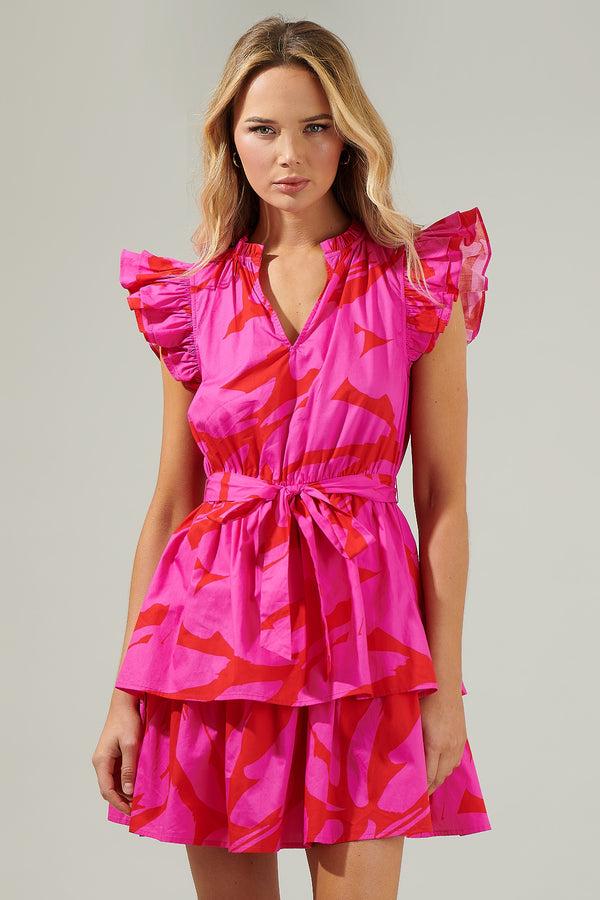 sugarlips Jolene Abstract Marisol Tiered Mini Dress