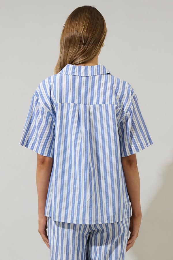Sugarlips Joncy Striped Otto Short Sleeve Button Down Shirt
