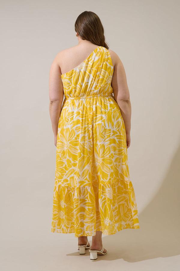 Sugarlips Joni Floral Elya One Shoulder Maxi Dress Curve