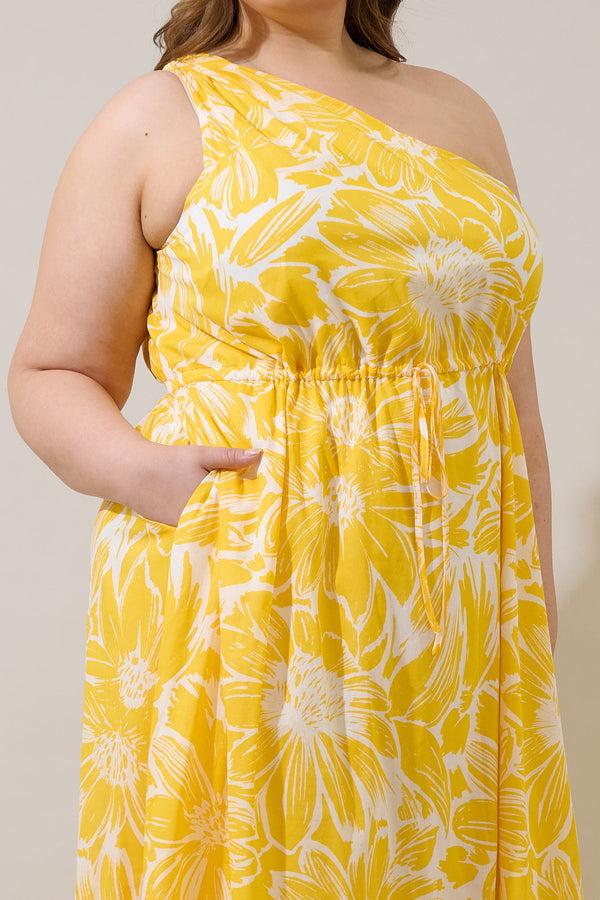 Sugarlips Joni Floral Elya One Shoulder Maxi Dress Curve