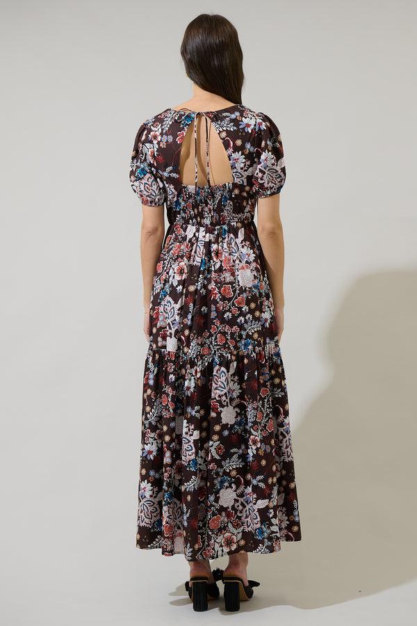 Sugarlips Journee Floral Morty Puff Sleeve Maxi Dress
