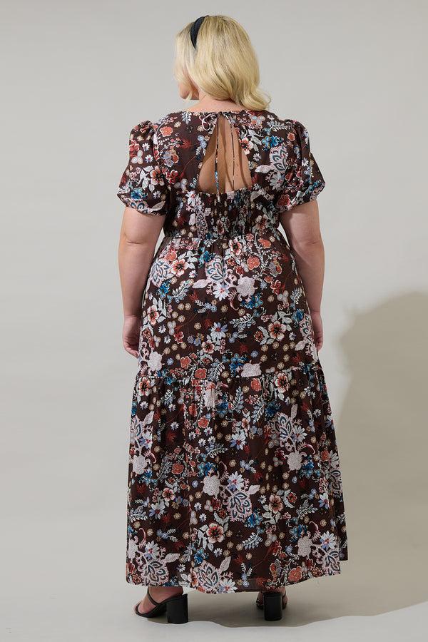 Sugarlips Journee Floral Morty Puff Sleeve Maxi Dress Curve