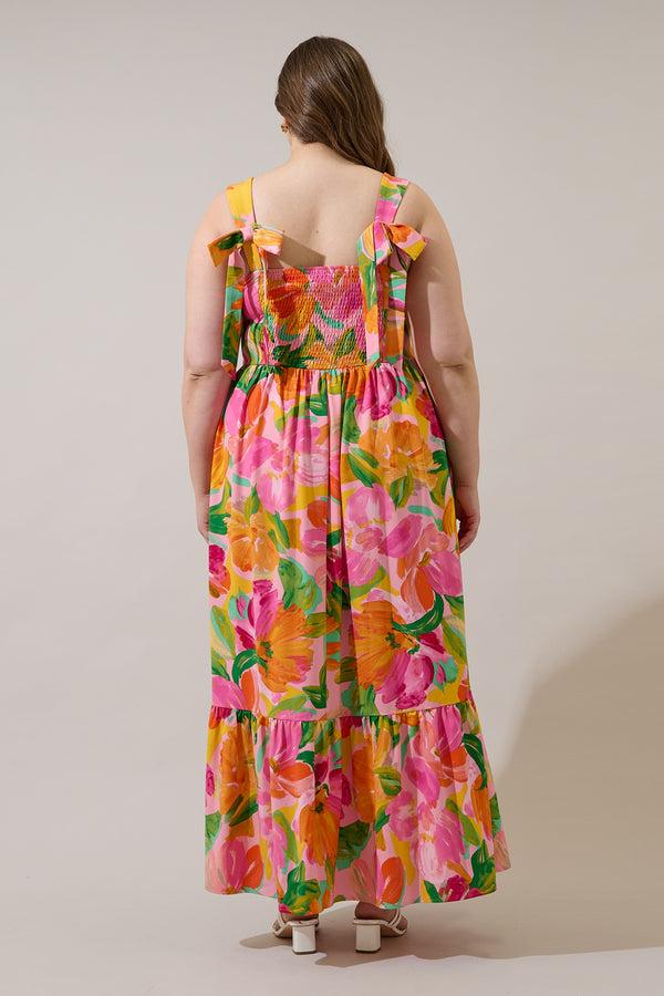 Sugarlips Jovana Floral Silda Smocked Maxi Dress Curve