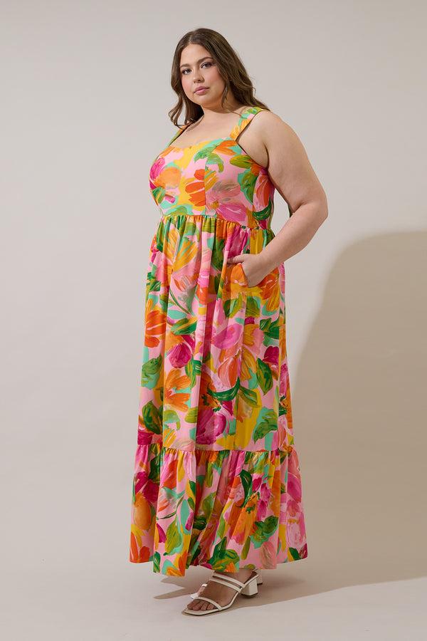 Sugarlips Jovana Floral Silda Smocked Maxi Dress Curve