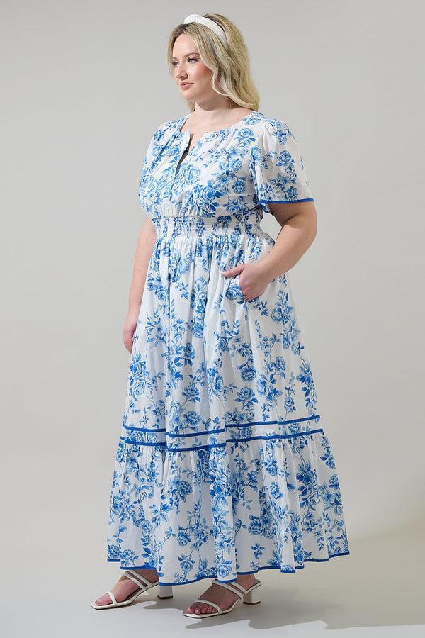 Sugarlips Juba Floral Ordy Smocked Midi Dress Curve