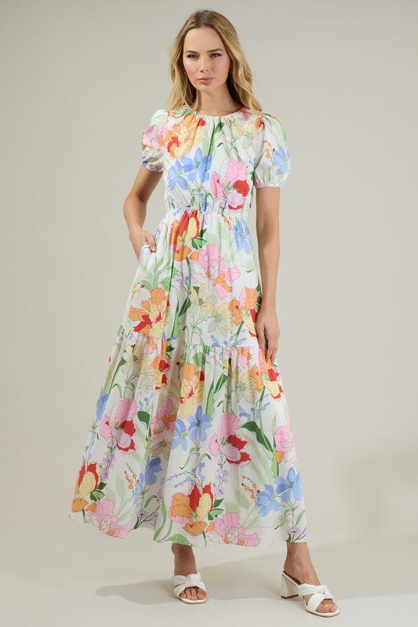 Sugarlips Juliet Floral Garden Becca Tiered Maxi Dress