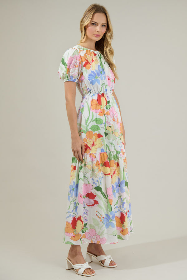 Sugarlips Juliet Floral Garden Becca Tiered Maxi Dress