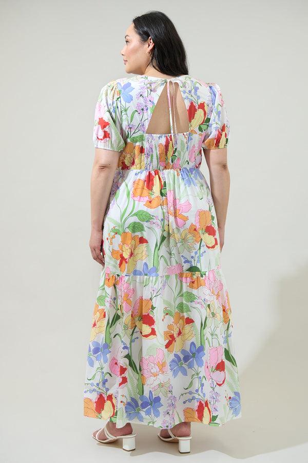Sugarlips Juliet Floral Garden Becca Tiered Maxi Dress Curve