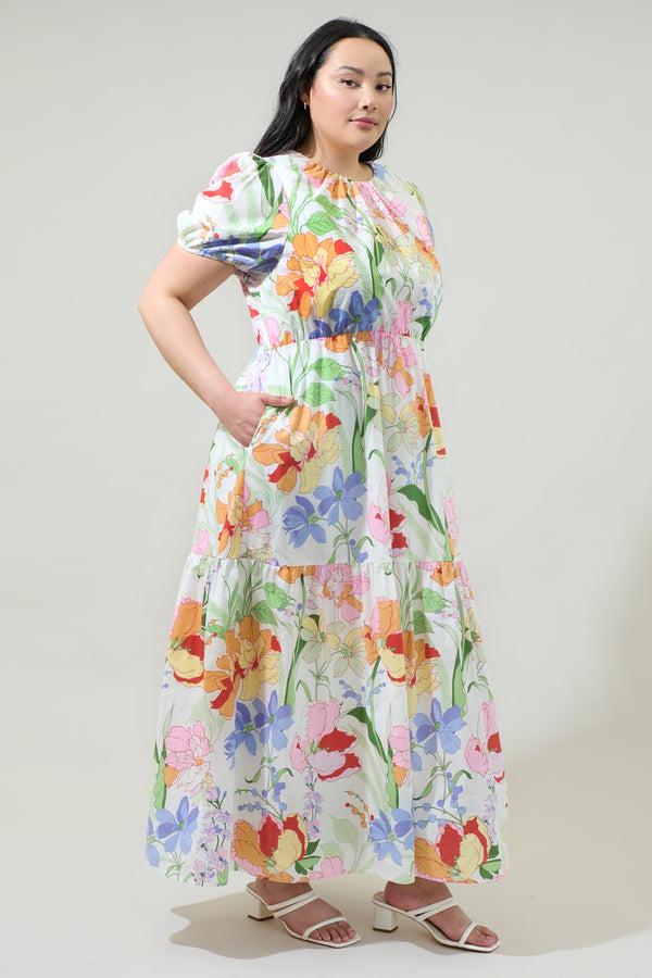 Sugarlips Juliet Floral Garden Becca Tiered Maxi Dress Curve