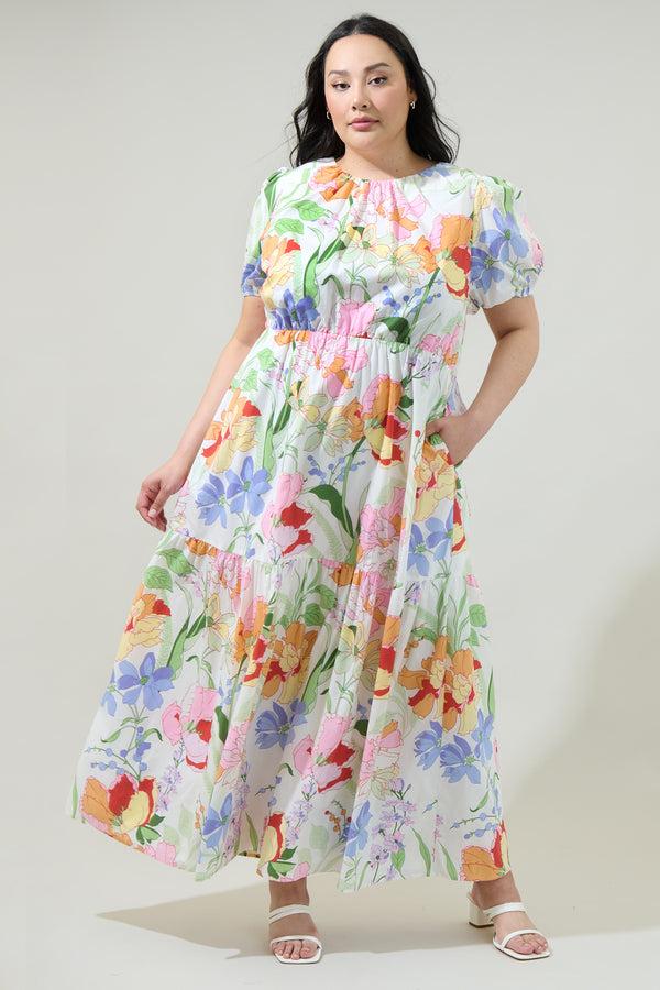 sugarlips Juliet Floral Garden Becca Tiered Maxi Dress Curve