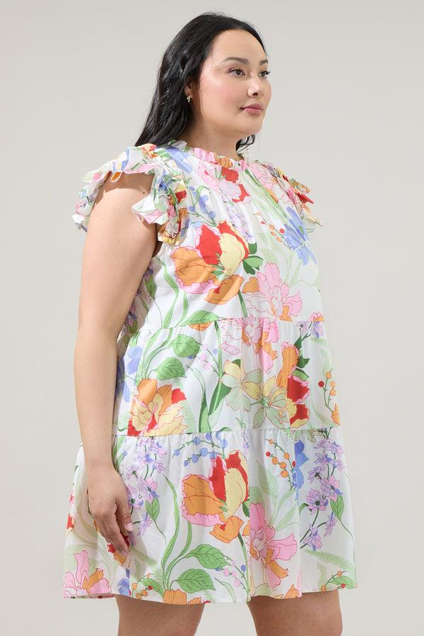 Sugarlips Juliet Floral Garden Lauren Shift Mini Dress Curve