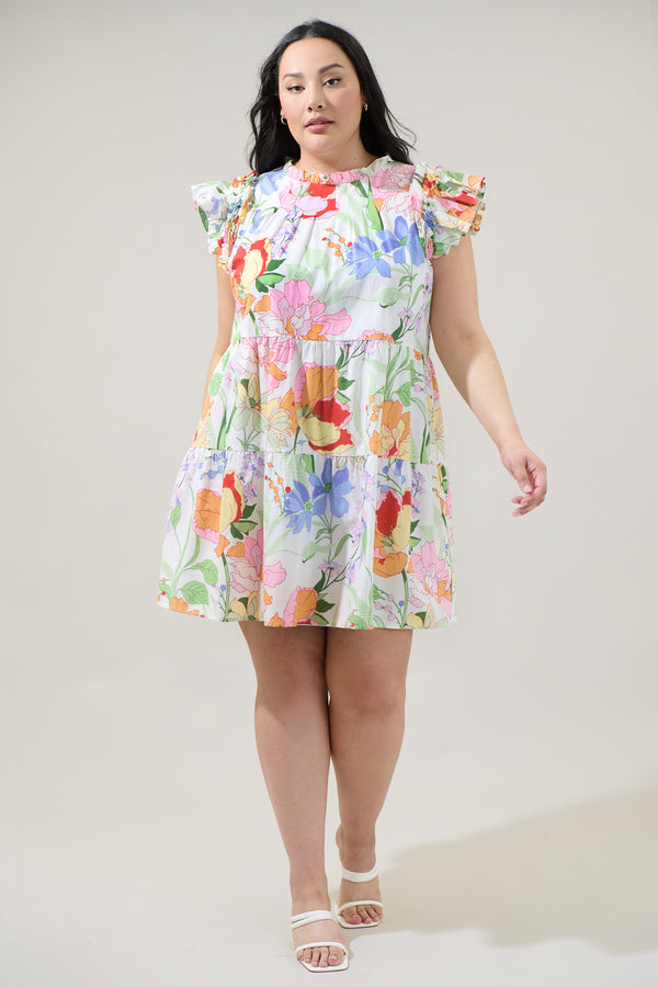 Sugarlips Juliet Floral Garden Lauren Shift Mini Dress Curve