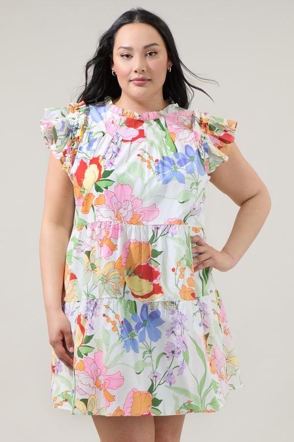 sugarlips Juliet Floral Garden Lauren Shift Mini Dress Curve