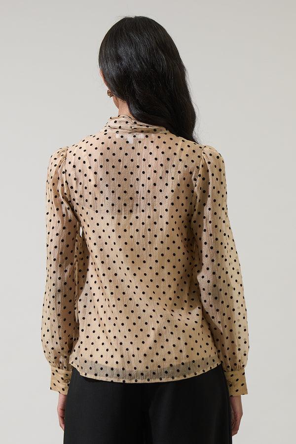 Sugarlips Junira Polka Dot Nolani Button Down Blouse