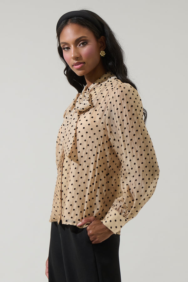 Sugarlips Junira Polka Dot Nolani Button Down Blouse