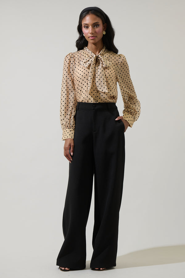 Sugarlips Junira Polka Dot Nolani Button Down Blouse