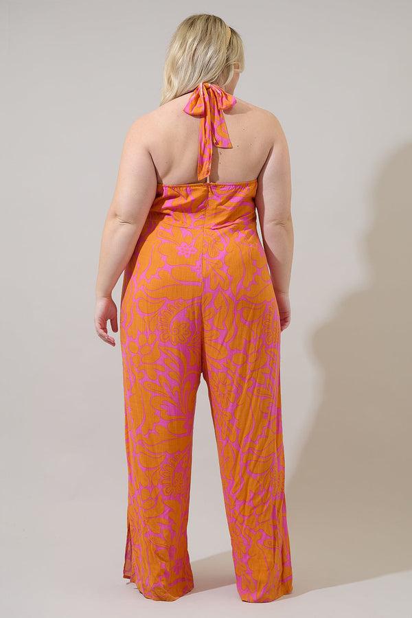 Sugarlips Kaci Floral Magic Moment Halter Jumpsuit Curve