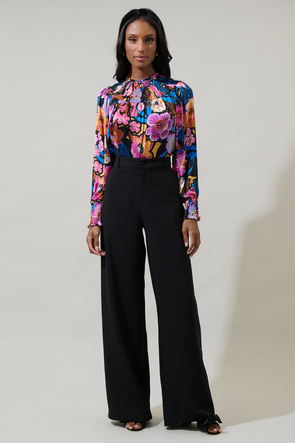 Sugarlips Kadence Floral Bonsoir Smocked Raglan Sleeve Blouse