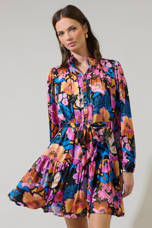 Sugarlips Kadence Floral Groover Button Up Mini Dress