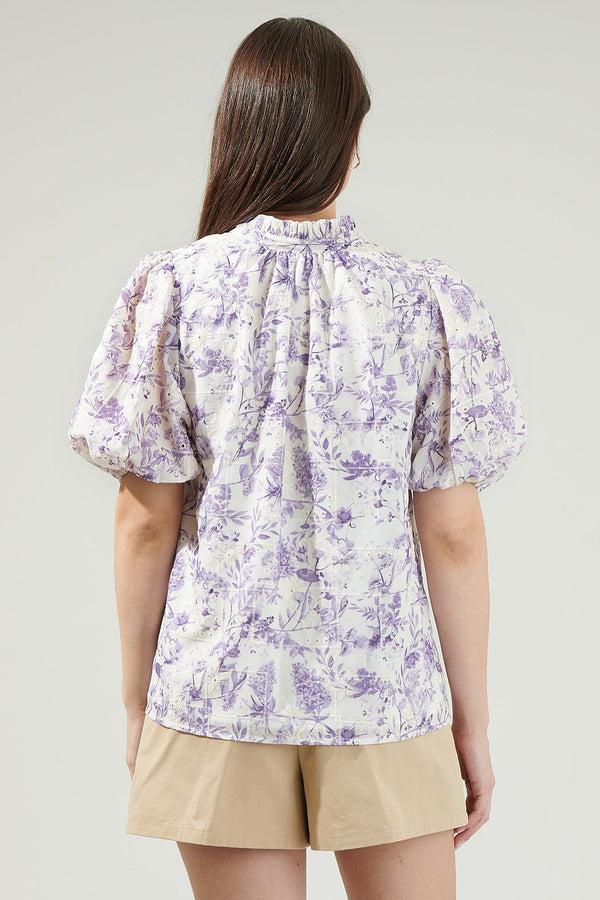 Sugarlips Kadisha Floral Close To You Split Neck Top