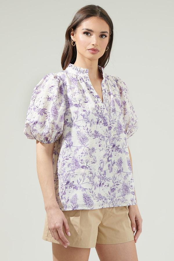 Sugarlips Kadisha Floral Close To You Split Neck Top