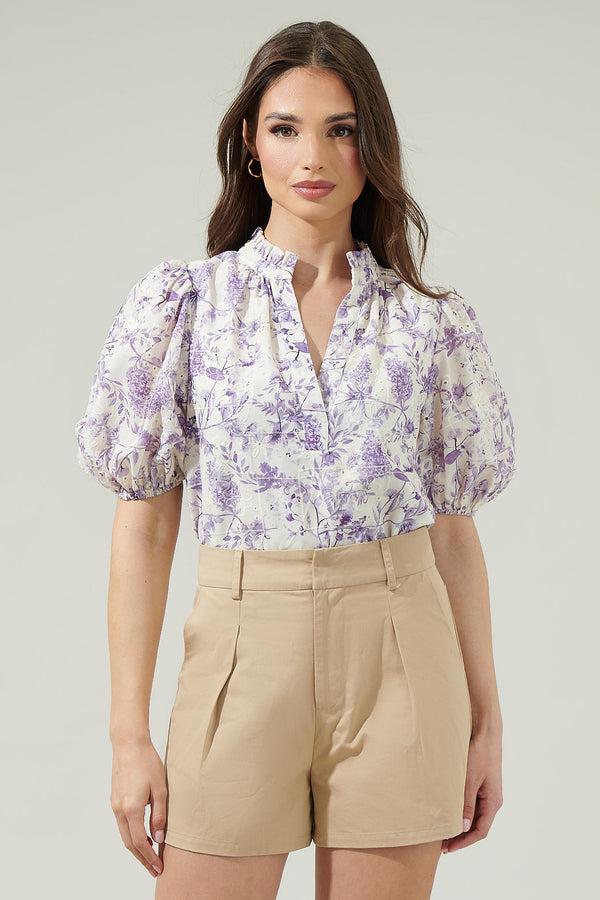 sugarlips Kadisha Floral Close to You Split Neck Top