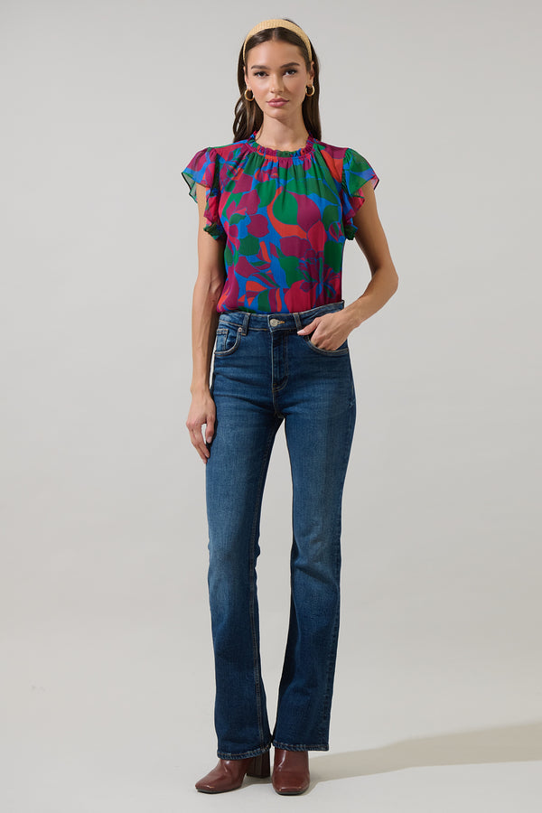 Sugarlips Kaeli Floral New In Town Cap Sleeve Blouse