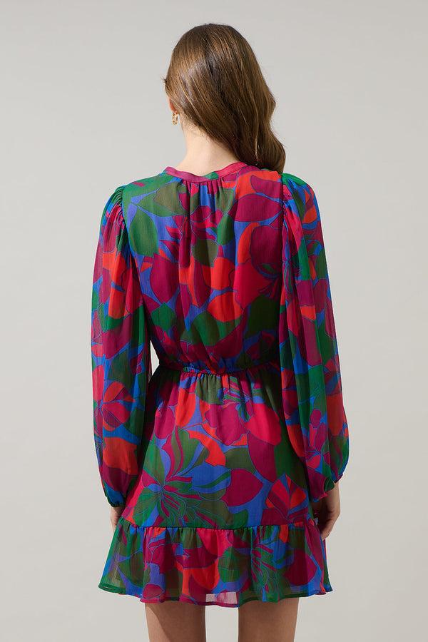 Sugarlips Kaeli Floral Paxton Balloon Sleeve Mini Dress