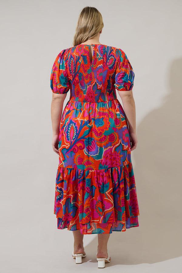Sugarlips Kahlia Tropics Aruba Smocked Midi Dress Curve