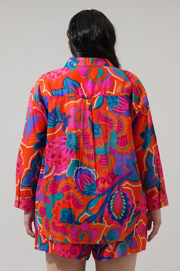 Sugarlips Kahlia Tropics Aya Button Down Shirt Curve