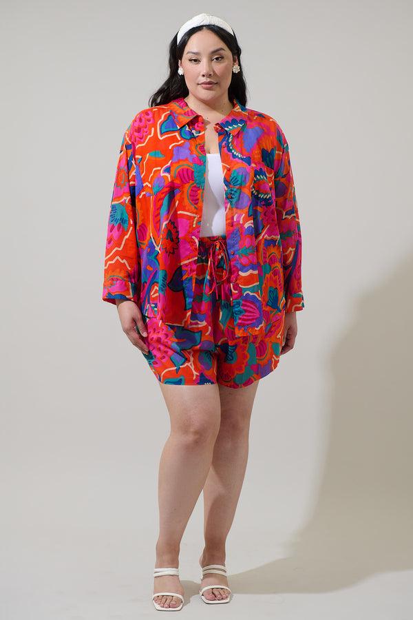 Sugarlips Kahlia Tropics Aya Button Down Shirt Curve
